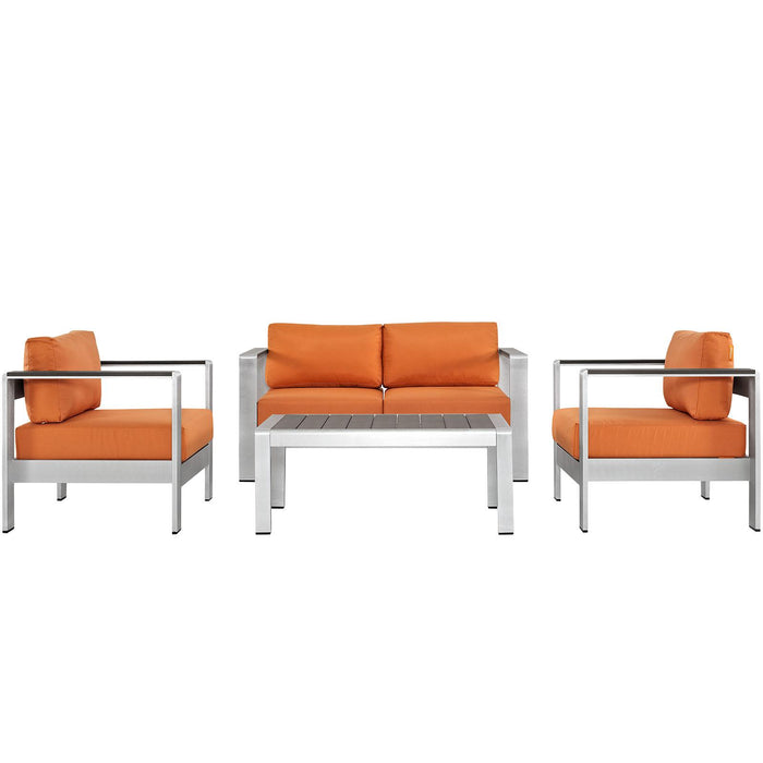 Shore 4 Piece Outdoor Patio Aluminum Sectional Sofa Set