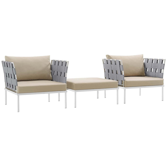 Harmony 3 Piece Outdoor Patio Aluminum Sectional Sofa Set image