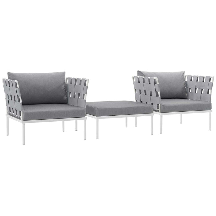 Harmony 3 Piece Outdoor Patio Aluminum Sectional Sofa Set