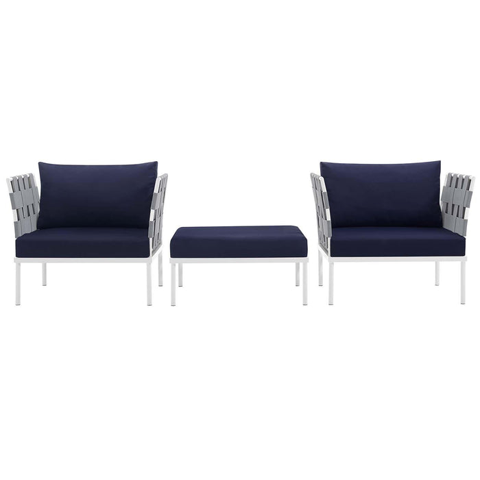 Harmony 3 Piece Outdoor Patio Aluminum Sectional Sofa Set