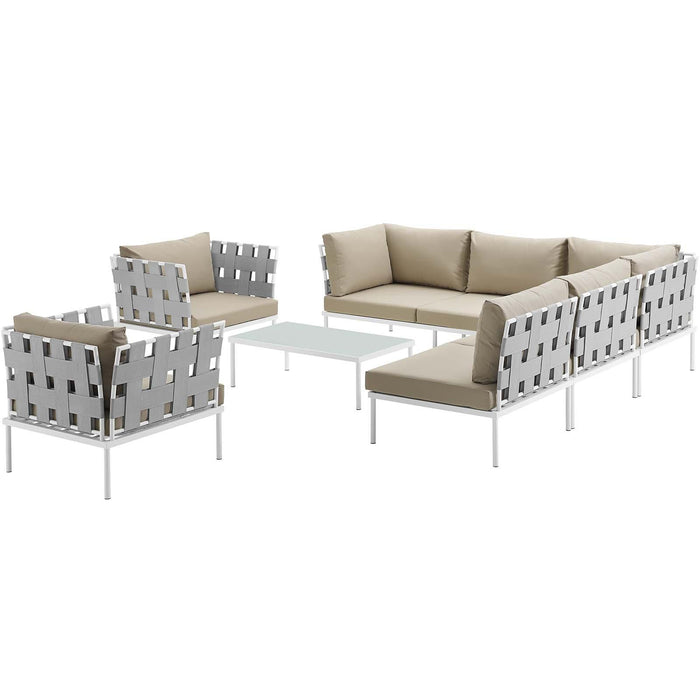 Harmony 8 Piece Outdoor Patio Aluminum Sectional Sofa Set