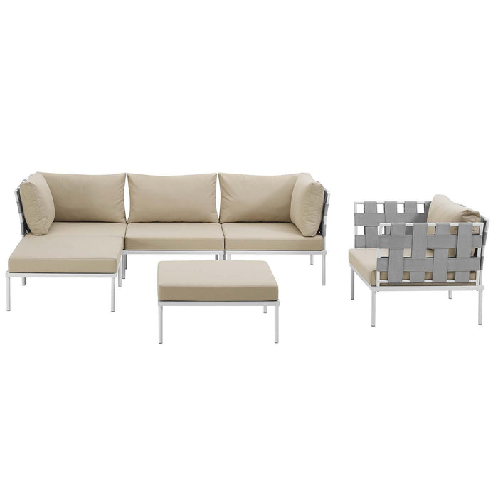 Harmony 6 Piece Outdoor Patio Aluminum Sectional Sofa Set