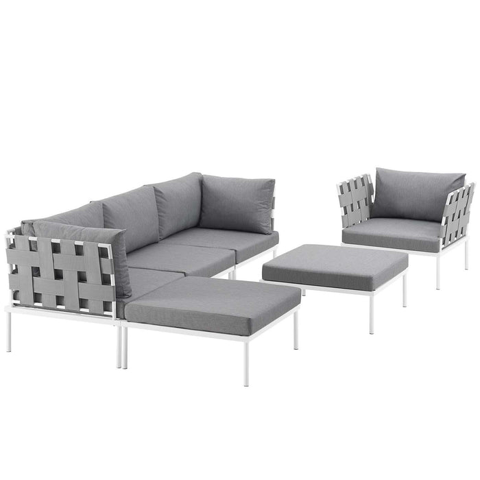 Harmony 6 Piece Outdoor Patio Aluminum Sectional Sofa Set