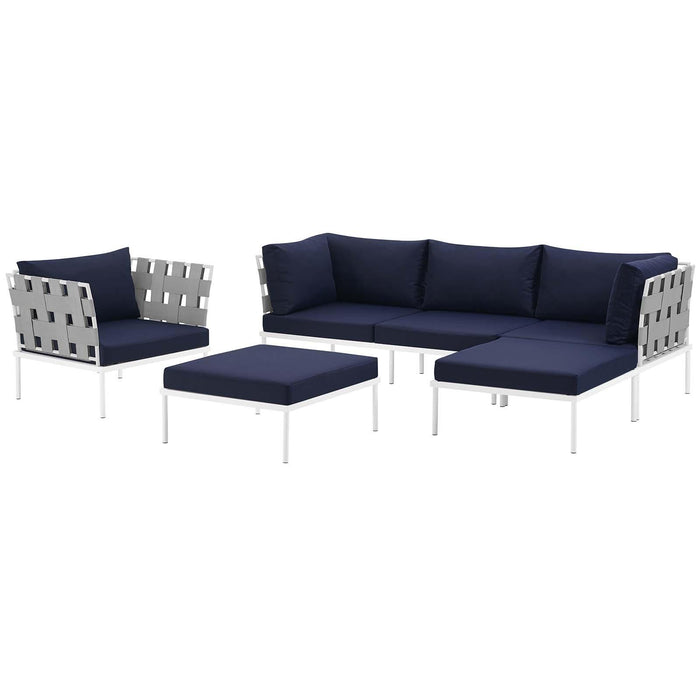 Harmony 6 Piece Outdoor Patio Aluminum Sectional Sofa Set