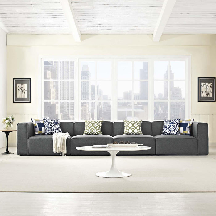 Mingle 4 Piece Upholstered Fabric Sectional Sofa Set