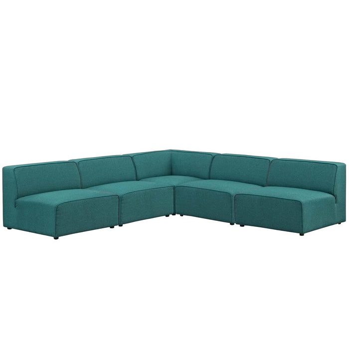 Mingle 5 Piece Upholstered Fabric Armless Sectional Sofa Set