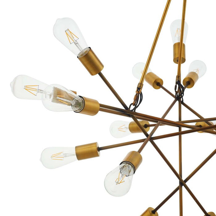 Request Antique Brass 18 Light Mid-Century Pendant Chandelier