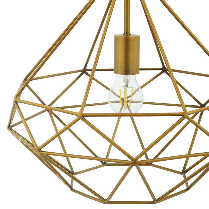 Rarity Diamond-Shaped Brass Pendant Light