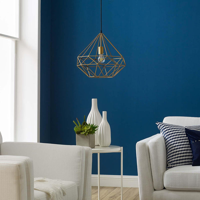 Rarity Diamond-Shaped Brass Pendant Light