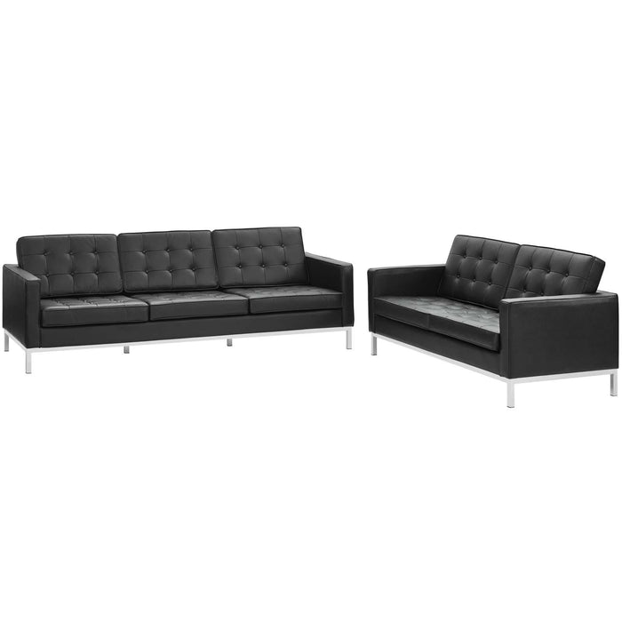 Loft 2 Piece Leather Sofa and Loveseat Set image