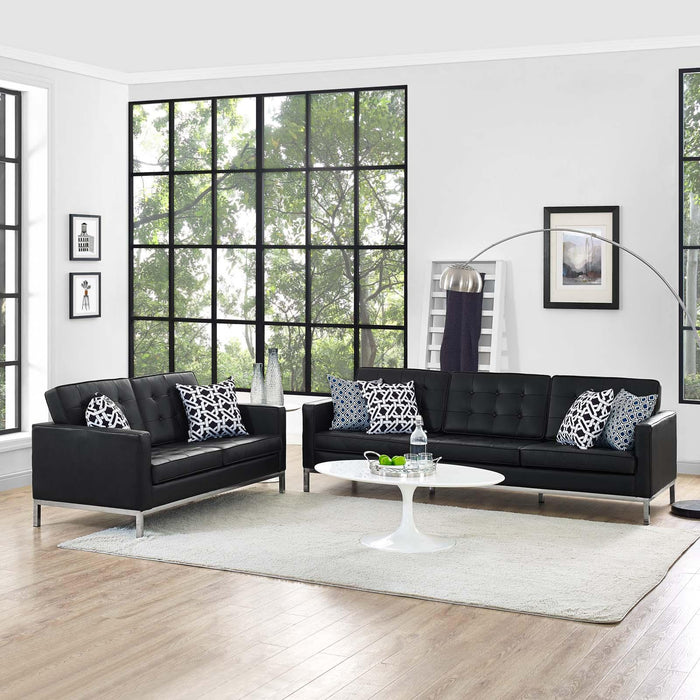 Loft 2 Piece Leather Sofa and Loveseat Set