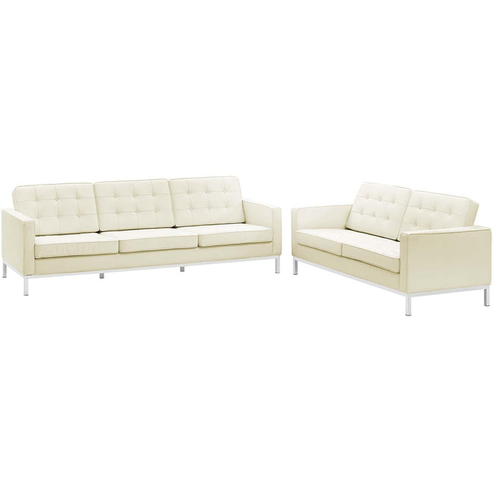 Loft 2 Piece Leather Sofa and Loveseat Set