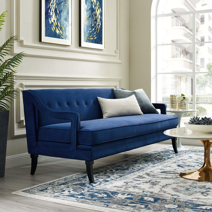 Concur Button Tufted Performance Velvet Sofa