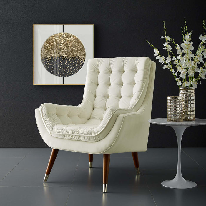 Suggest Button Tufted Performance Velvet Lounge Chair