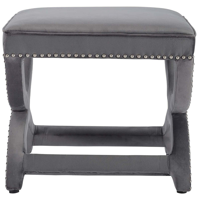 Expound Upholstered Nailhead Trim Performance Velvet Ottoman