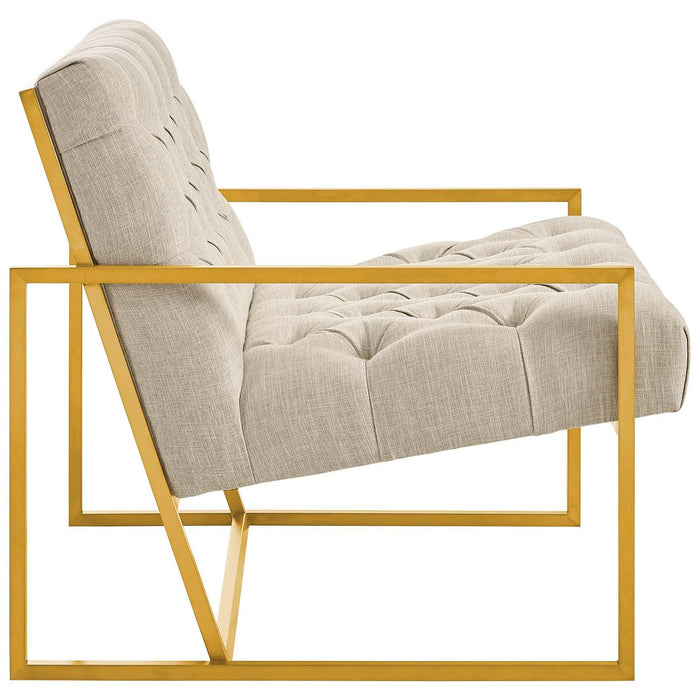 Bequest Gold Stainless Steel Upholstered Fabric Accent Chair