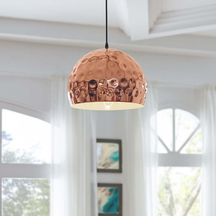 Dimple 13.5" Half-Sphere Rose Gold Pendant Light