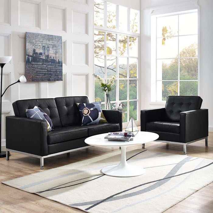 Loft 2 Piece Leather Loveseat and Armchair Set