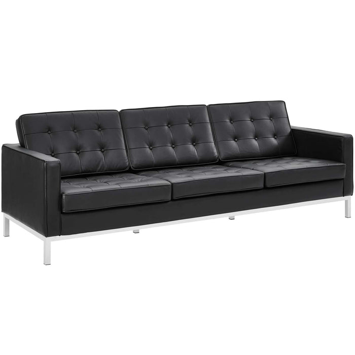 Loft 3 Piece Leather Sofa Loveseat and Armchair Set