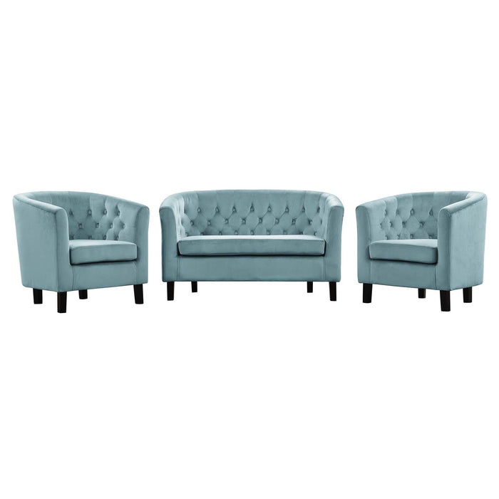 Prospect 3 Piece Performance Velvet Loveseat and Armchair Set