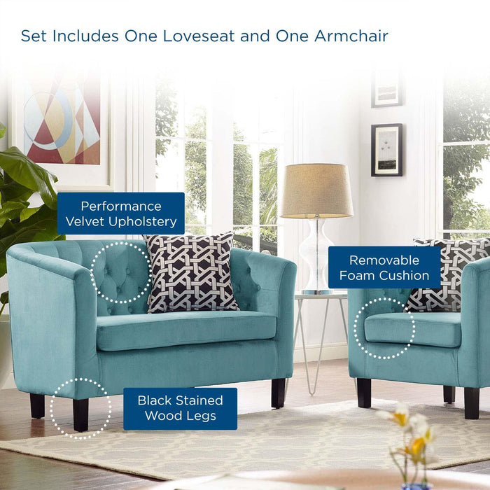 Prospect 2 Piece Performance Velvet Loveseat and Armchair Set