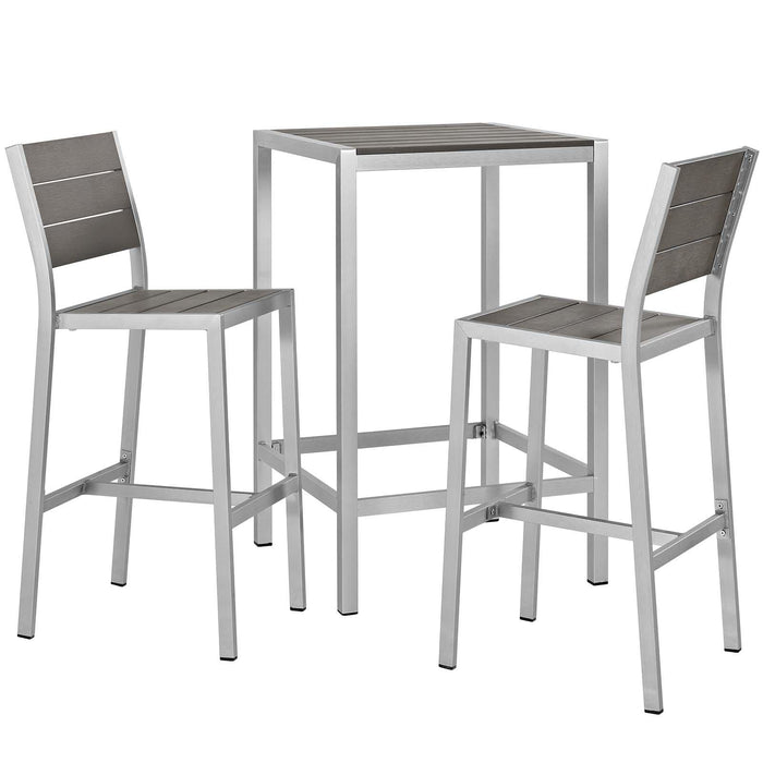 Shore 3 Piece Outdoor Patio Aluminum Pub Set