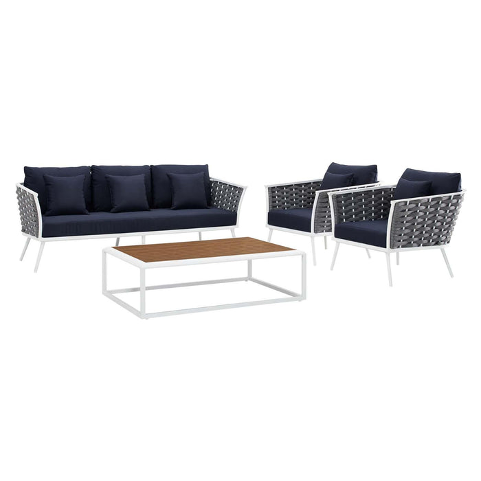 Stance 4 Piece Outdoor Patio Aluminum Sectional Sofa Set