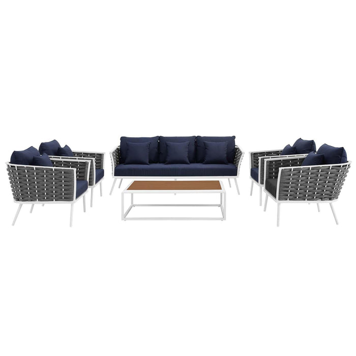 Stance 6 Piece Outdoor Patio Aluminum Sectional Sofa Set