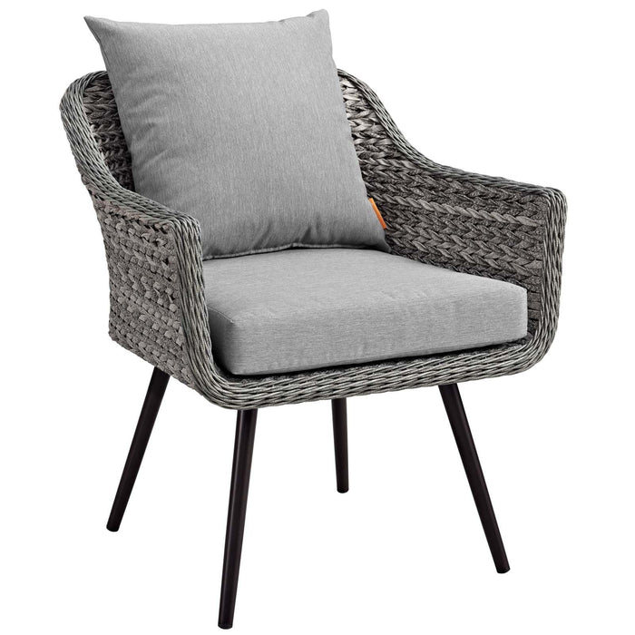 Endeavor 5 Piece Outdoor Patio Wicker Rattan Loveseat Armchair Coffee + Side Table Set