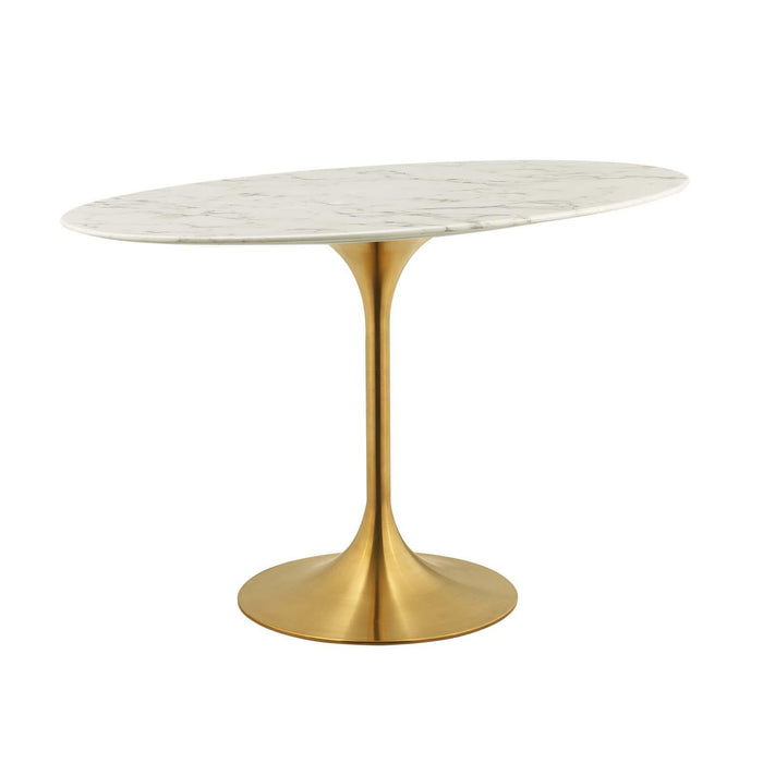 Lippa 48" Oval Artificial Marble Dining Table