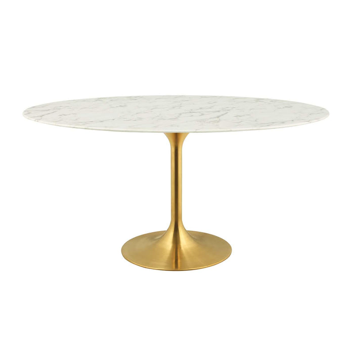 Lippa 60" Oval Artificial Marble Dining Table