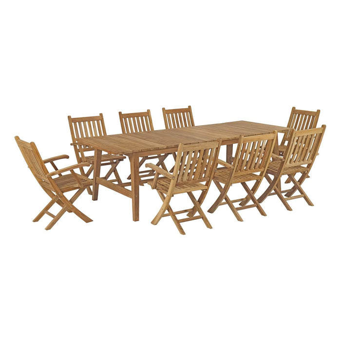 Marina 9 Piece Outdoor Patio Teak Dining Set