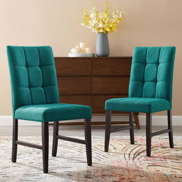 Promulgate Biscuit Tufted Upholstered Fabric Dining Chair Set of 2