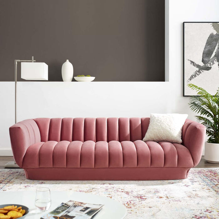 Entertain Vertical Channel Tufted Performance Velvet Sofa