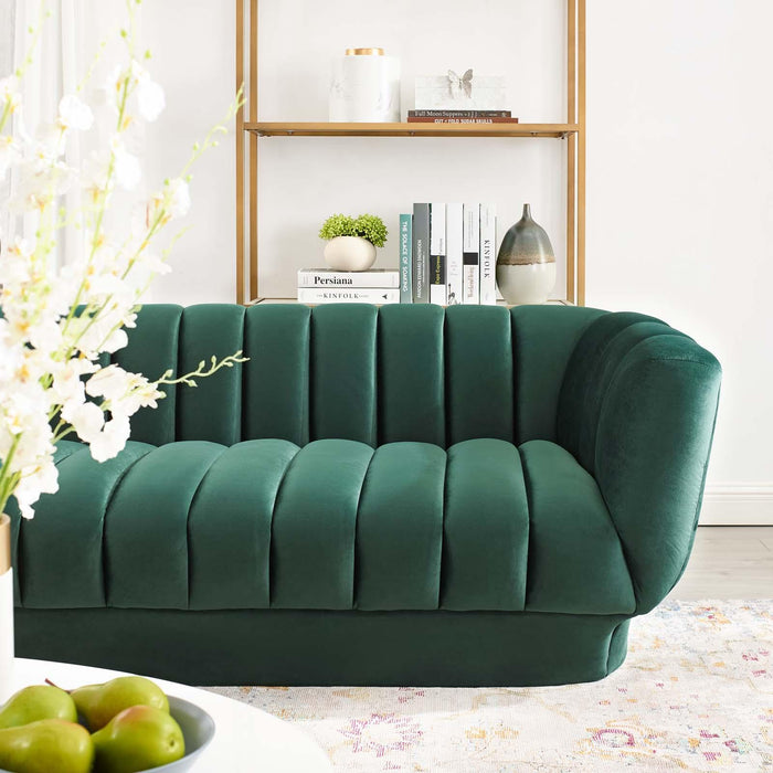 Entertain Vertical Channel Tufted Performance Velvet Sofa