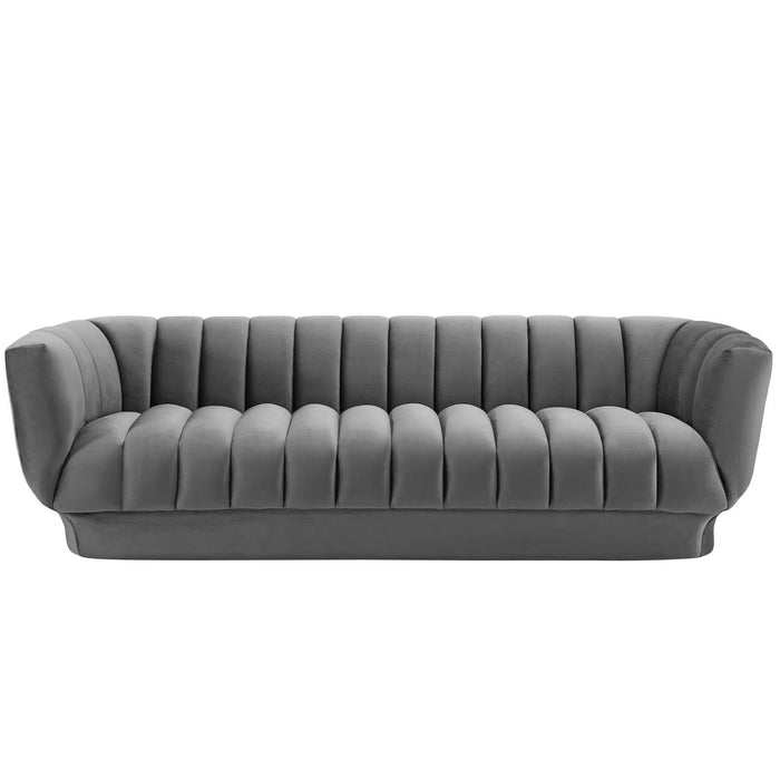 Entertain Vertical Channel Tufted Performance Velvet Sofa