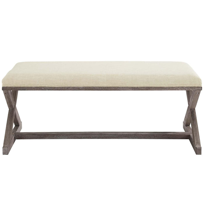 Province Vintage French X-Brace Upholstered Fabric Bench