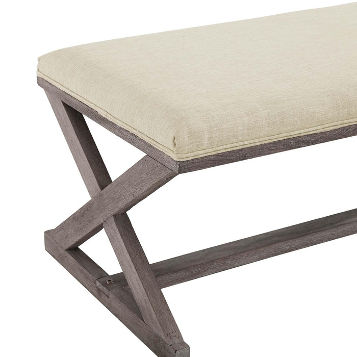 Province Vintage French X-Brace Upholstered Fabric Bench