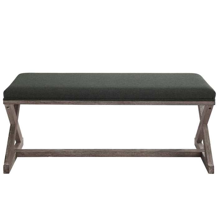 Province Vintage French X-Brace Upholstered Fabric Bench