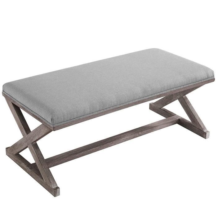 Province Vintage French X-Brace Upholstered Fabric Bench