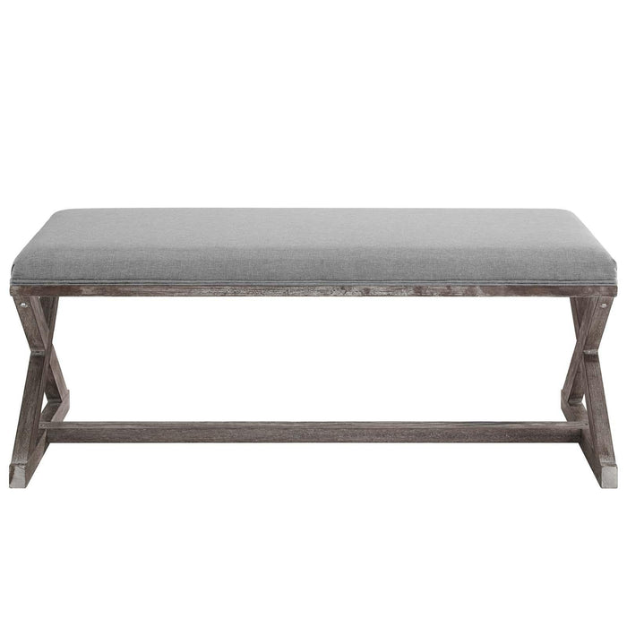 Province Vintage French X-Brace Upholstered Fabric Bench