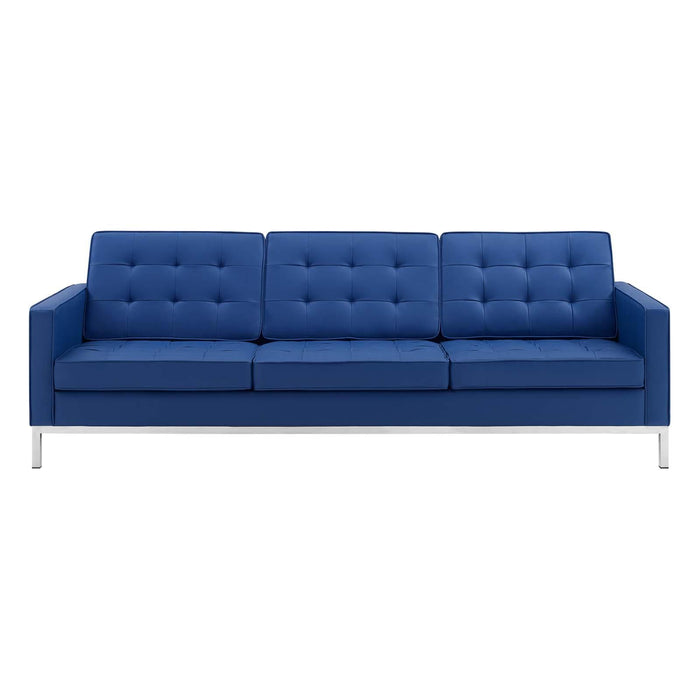 Loft Tufted Upholstered Faux Leather Sofa