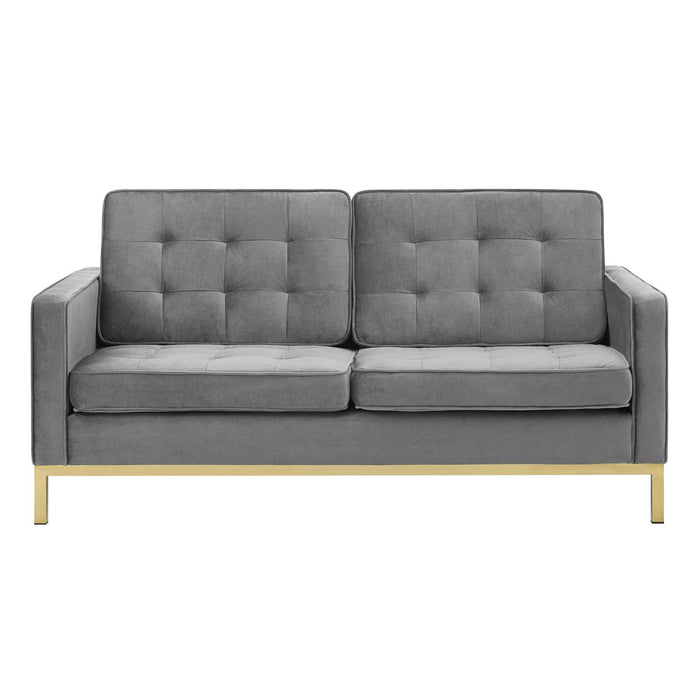 Loft Gold Stainless Steel Leg Performance Velvet Loveseat