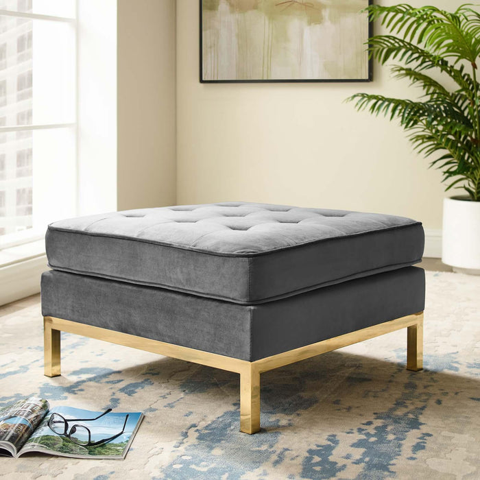 Loft Gold Stainless Steel Leg Performance Velvet Ottoman