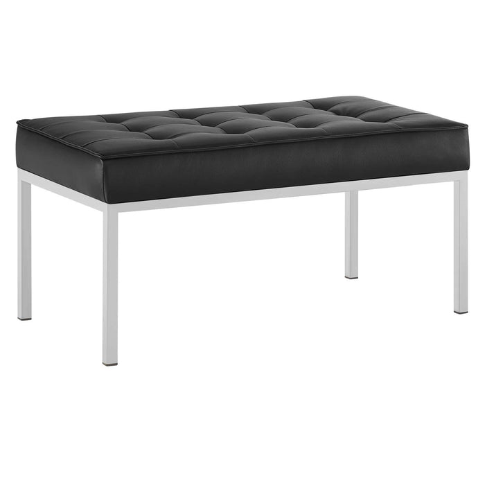 Loft Tufted Medium Upholstered Faux Leather Bench image