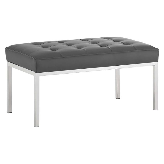 Loft Tufted Medium Upholstered Faux Leather Bench