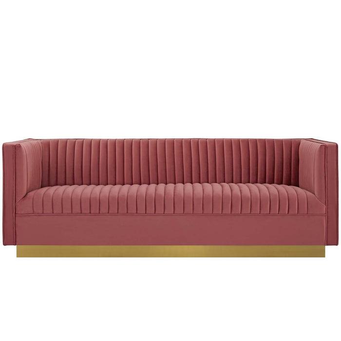 Sanguine Vertical Channel Tufted Performance Velvet Sofa image