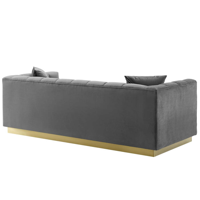 Vivacious Biscuit Tufted Performance Velvet Sofa