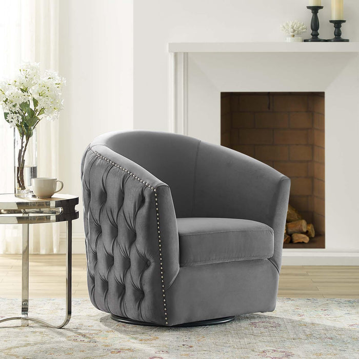 Rogue Swivel Performance Velvet Armchair