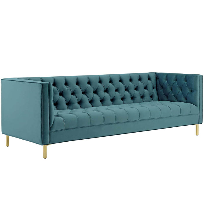 Delight Tufted Button Performance Velvet Sofa